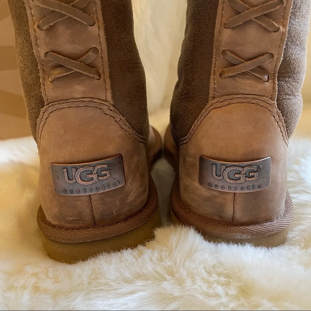 Extremely Rare! UGG Braided Sussex Fur Lined Boots - Like New